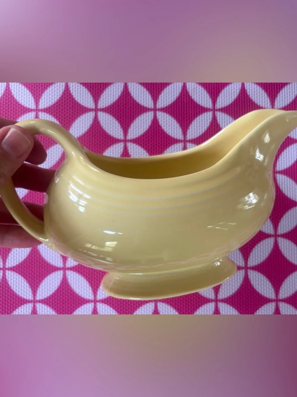 Fiestaware Yellow Sunflower Fiesta Ceramic Gravy Boat. Large. Colorful table